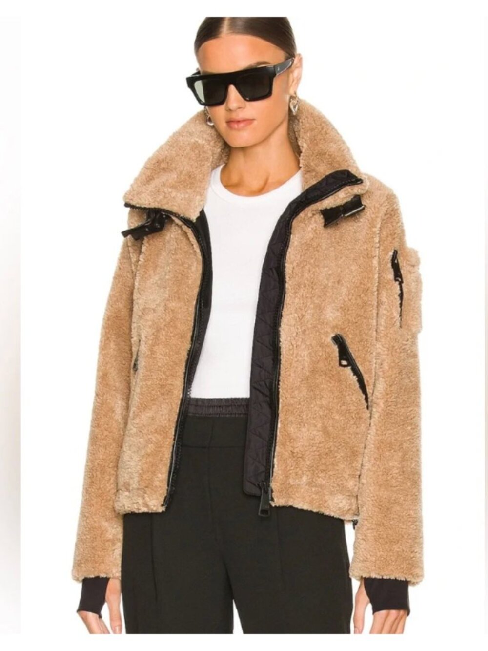 SAM. New York Denver Sherpa Jacket Medium Brown Moto Teddy Lux Leather
